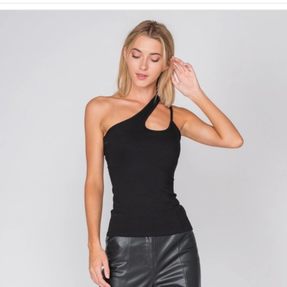 One Shoulder Ribbed Top